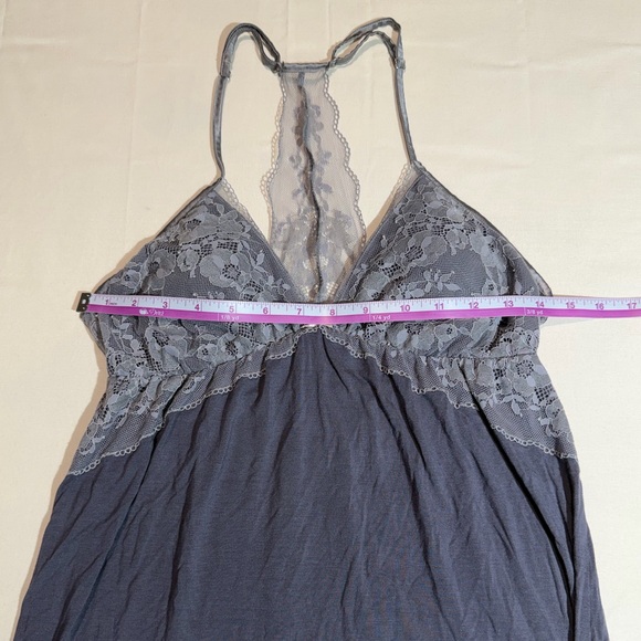 Victoria's Secret Grey Lace Modal Chemise Babydoll Nightgown Slip Dress Medium - Picture 6 of 9
